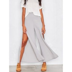 Grey High Waisted Side Slit Pant